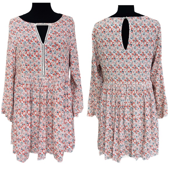 Kori Dresses & Skirts - Kori America Long Bell Sleeve Ladder Lace Dress M women's cow girls dress
